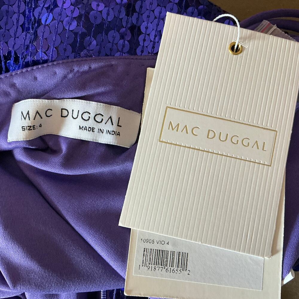 Mac Duggal 10905 Sequined Backless Long Column Evening Gown Purple Size 4 Dress - Picture 10 of 12